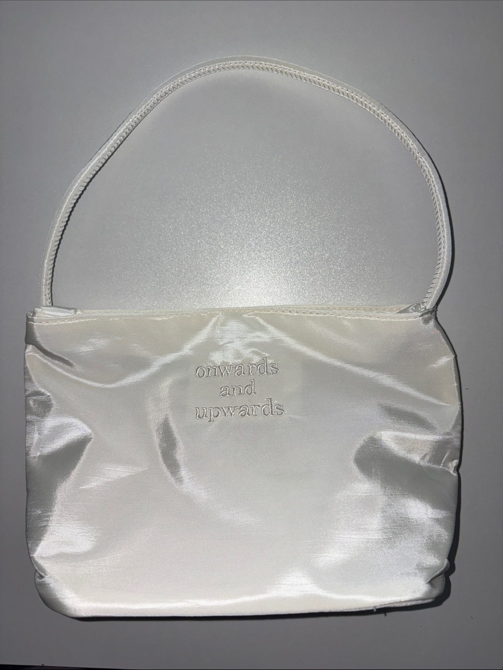 Onwards and Upwards Embroidered White Shoulder Bag